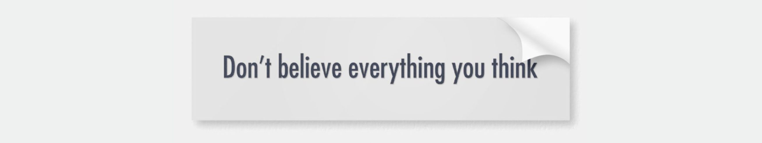 Bumper sticker reading “Don’t believe everything you think”